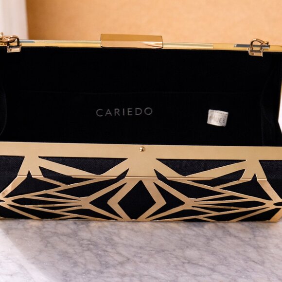 🖤✨ Black & Gold Geometric Clutch – Cariedo | Like New - Picture 5 of 5